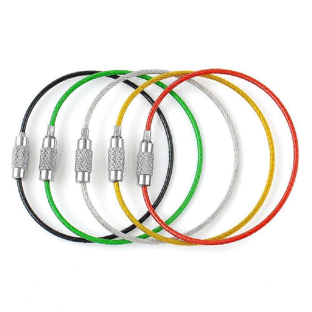 Mini Screw Locking Steel Wire Keychain Cable Rope (Random Colors)