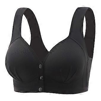 Draadloze bh met voorsluiting voor dames, volledige dekking, ondersteuning voor grote bustes, comfortabel, zonder beugel, zwart, maat 40