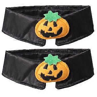 Black Cat Pumpkin Collar for Pets 4Pcs Polyester Halloween Decoration