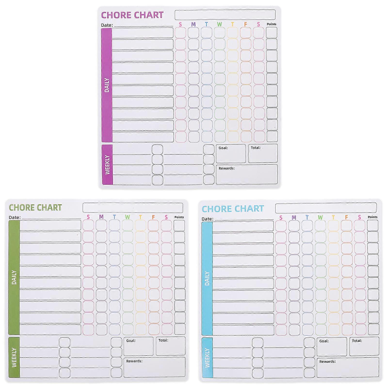 Behavior Chart Multi-Functional Chore Chart for Household Use 3Pcs Magnetic