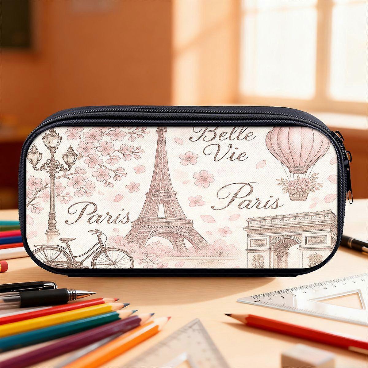 Trousse à crayons grande capacité, style Paris Elements, avec fermeture éclair.