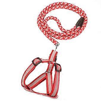 Pet Chest Harness with Reflective Leash for Walking Adjustable Red