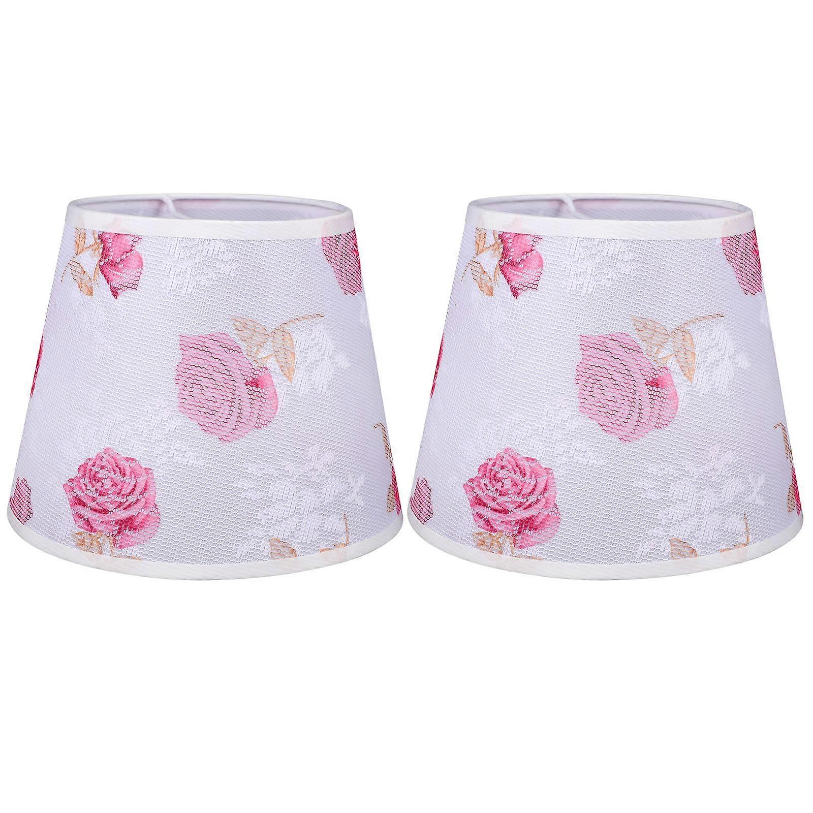 Flower Pattern Cloth Lampshade for Home Use 2Pcs Accessory