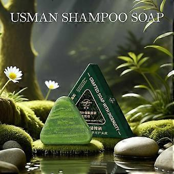 Shampoo-Seife mit Zypressenblättern und Usman-Gras: Reinigend, erfrischend, ölregulierend und juckreizlindernd, glättend und pflegend.