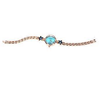 Damen-Armbanduhr aus Legierung, sternförmig, mit Strasssteinen, wasserdicht, Quarzwerk, zarte Handgelenkverzierung (Blau)