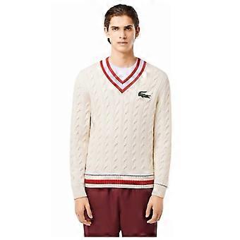 Lacoste Unisex Vuxen Kabelstickad Ribbad Manschett Regular Tröja