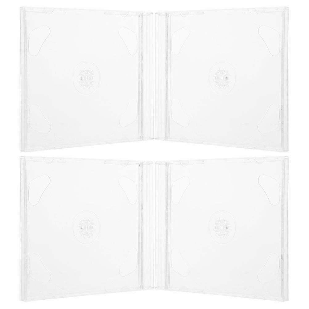 4-pack Clear CD DVD Storage Boxes, Reusable Polystyrene Disc Cases for Home Office Travel