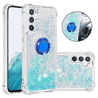 Case for Samsung Galaxy A54 5G Bling Flowing Liquid Floating Sparkle Glitter Bumper with Rotation Ring Kickstand Compatible with Samsung Galaxy A54 5G