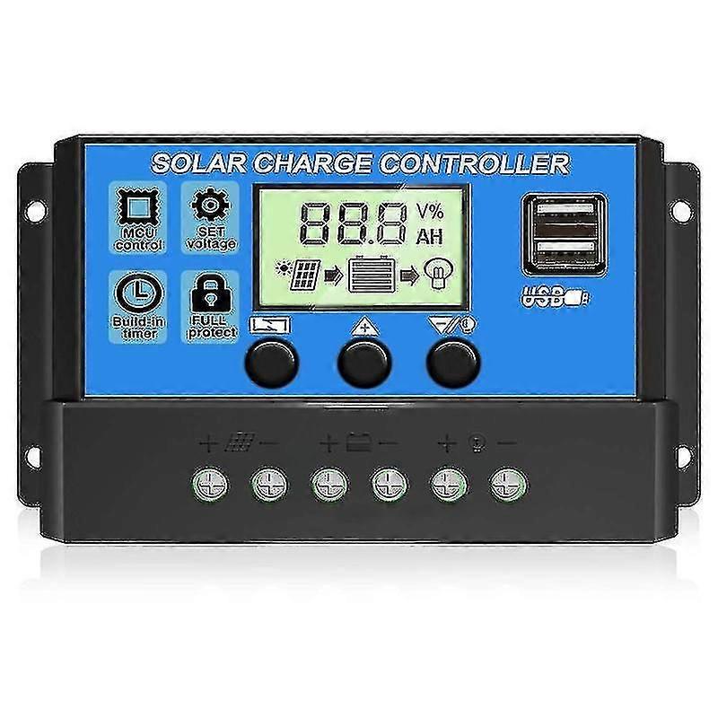 Solar Charge Controller 10a/20a/30a Solpanel Batteri Intelligent Regulator