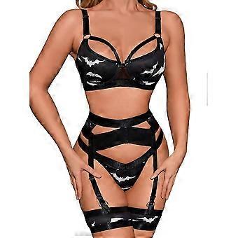 Strumpfband Dessous für Frauen, Sexy Spitze Dessous, durchsichtiges passendes 4-teiliges Dessous-Set weiß Batu