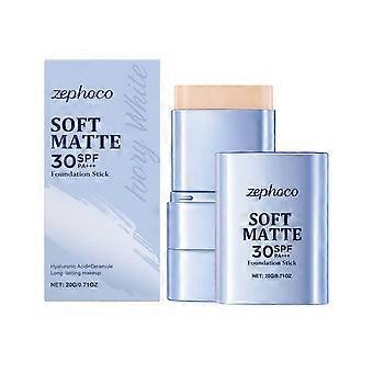 Zephoco Two-In-One Foundation Stick (Ivory White) Soft Mist Light Natural Makeup Daily Hydrating Foundation Stick