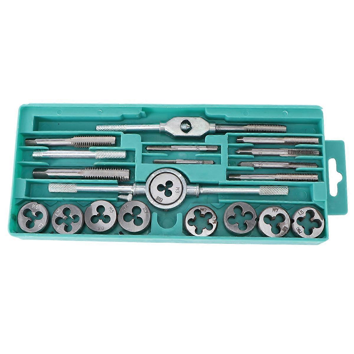 20PCS/Set Metric Threading Tool Hand Threading Tool Steel Threading Die Tapping Tool Set(Silver)