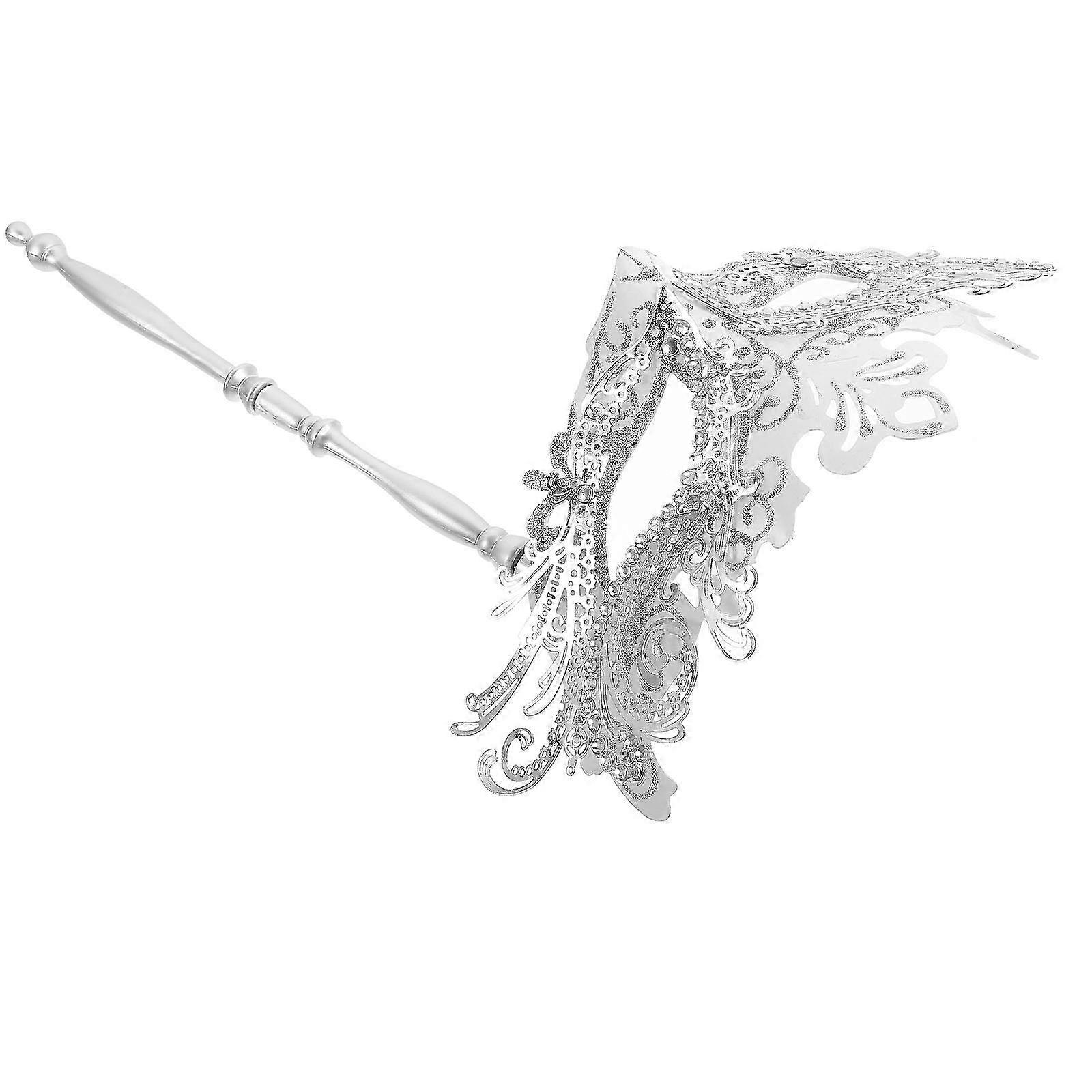 Silver Masquerade Mask with Stick compatible with Handheld Use 5Pcs Collection
