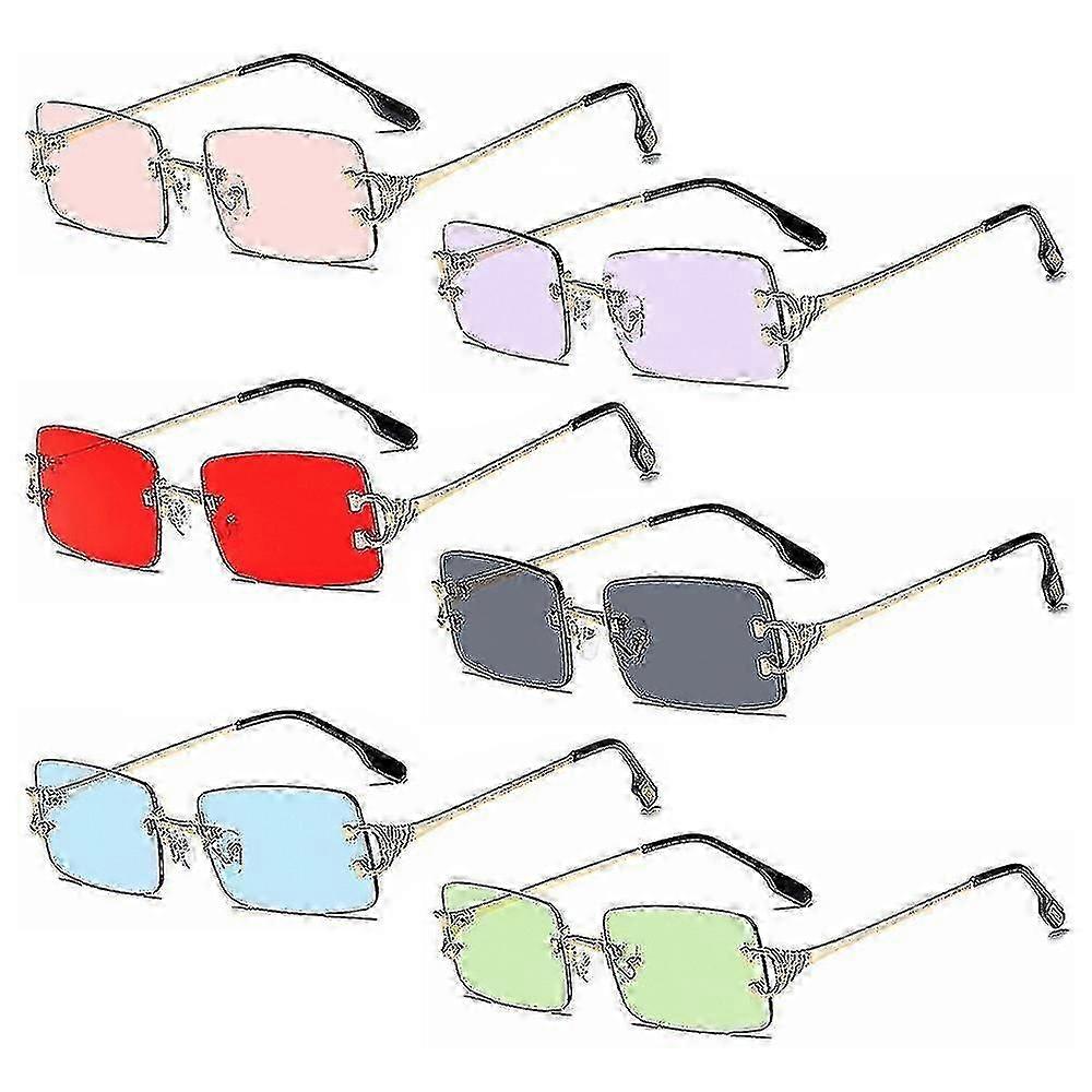 Uv 400 Retro Rectangular Sunglasses Tinted Transparent Rectangle Glasses
