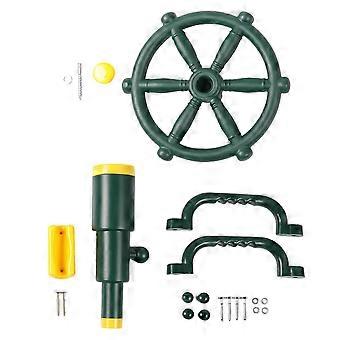 Telescopio da pirata per bambini, volante, accessori per parco giochi all'aperto, plastica resistente, verde+giallo, giardino