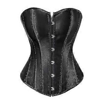 Corset Bustiers Overbust Satin Sexy Corsets Corselet Brocade Vintage Style Korsett For Women Plus Size S-6xl Black