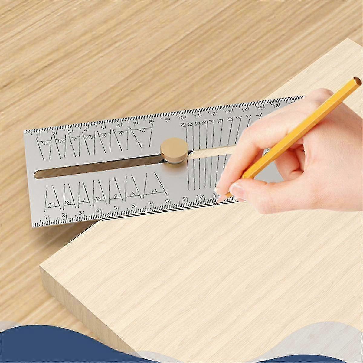 Woodworking Scribe Ruler Multi-Function Square Ruler Marking Gauge
