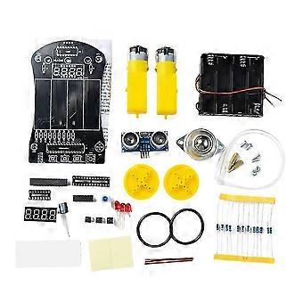51 MCU Smart Car DIY Electronic Kit Ultrasonic Obstacle Avoidance Car Automatic Ranging Robot Programming DIY Kit