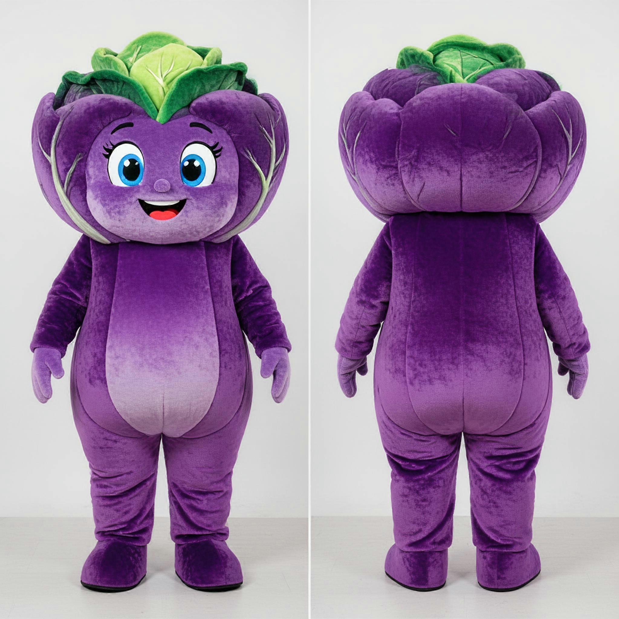 MASTICOT Vibrant Purple Cartoon Cabbage Mascot