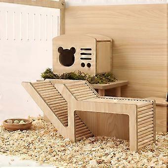 Wooden Gerbil Hideout With Climbing Ladder
