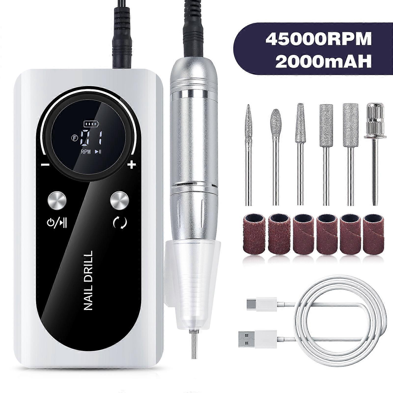 Rechargeable Adjustable-Speed Nail Drill with LCD Display