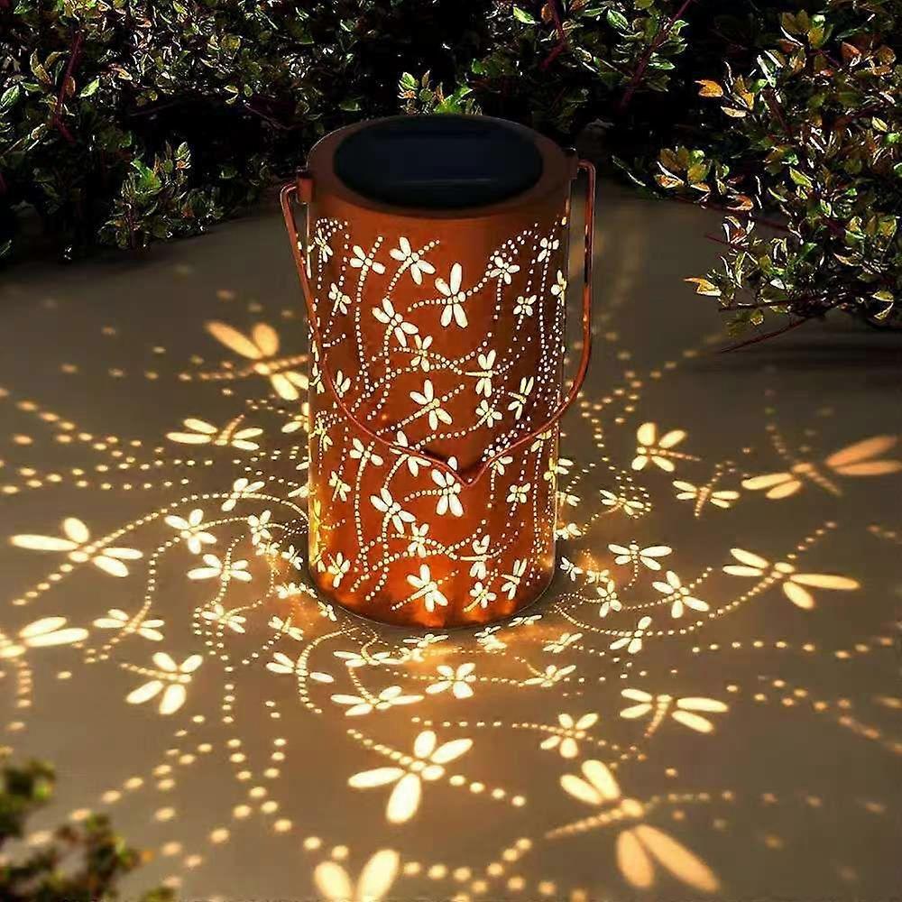 Warm Light Dragonfly Solar Projection Lantern