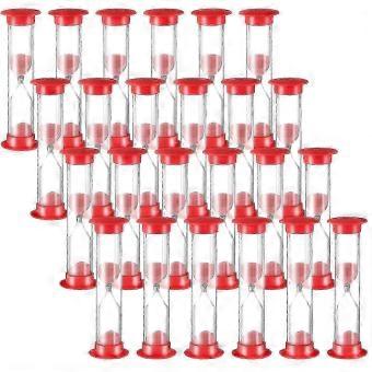 24 PCS 1 Minute Red Sand Timer Set Acrylic Hourglass compatible Kids and Adults Classroom Home Kitchen Office Games_RhZc