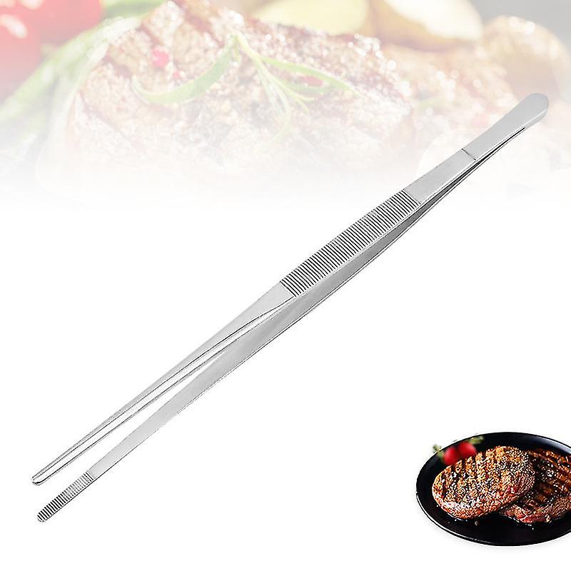 rustfritt stål bbq klipp multifunksjonell biff mat lang klipp, 1 stykke, sølv