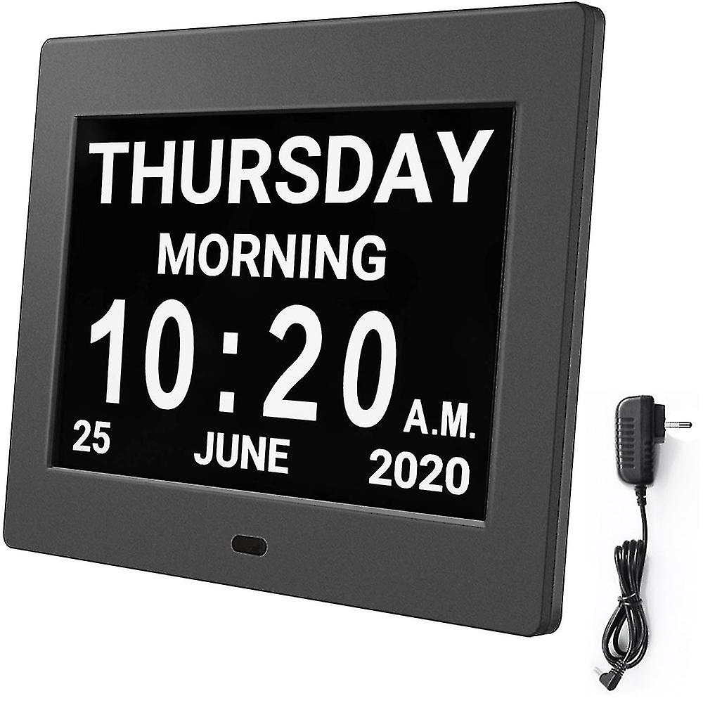 Digital Calendar Alarm Day Clock With 8" Large Screen Display