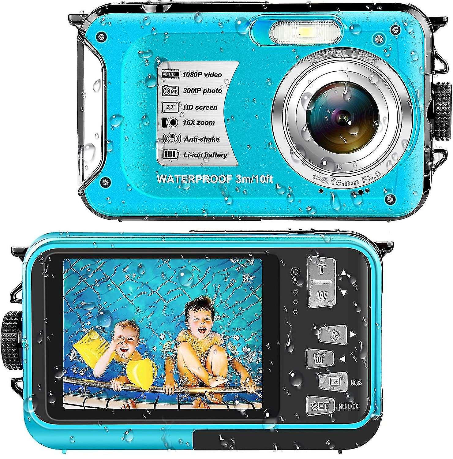 Waterproof Camera Underwater Camera Full Hd 1080p 30 Mp Video Recorder 16x Digital Zoom 10 Ft Waterp