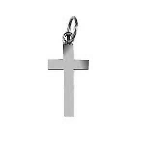 Silver 17x10mm plain solid block Cross