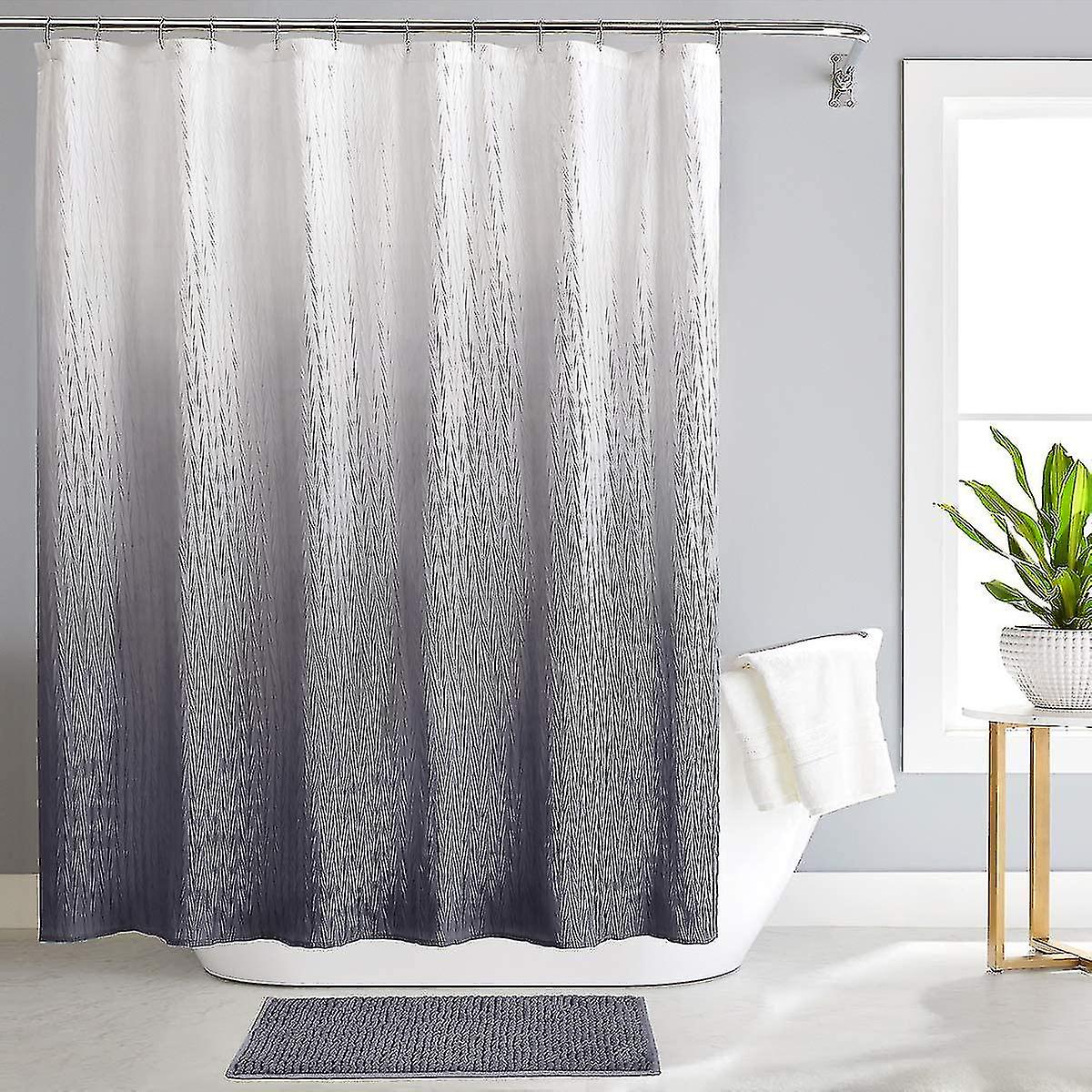 Ombre Shower Curtain Set With Rugs And Hooks For Bathroom Waterproof Gradient Fabric Bath