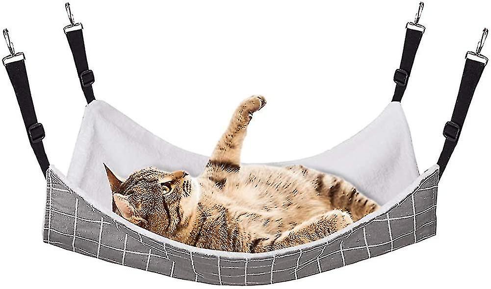 Cat Bed,adjustable Cat Hammock Cat Bed Sleeping Hammock Hanging Cage Chair Hammock For Cat Small Dogs (grey And White Plaid)