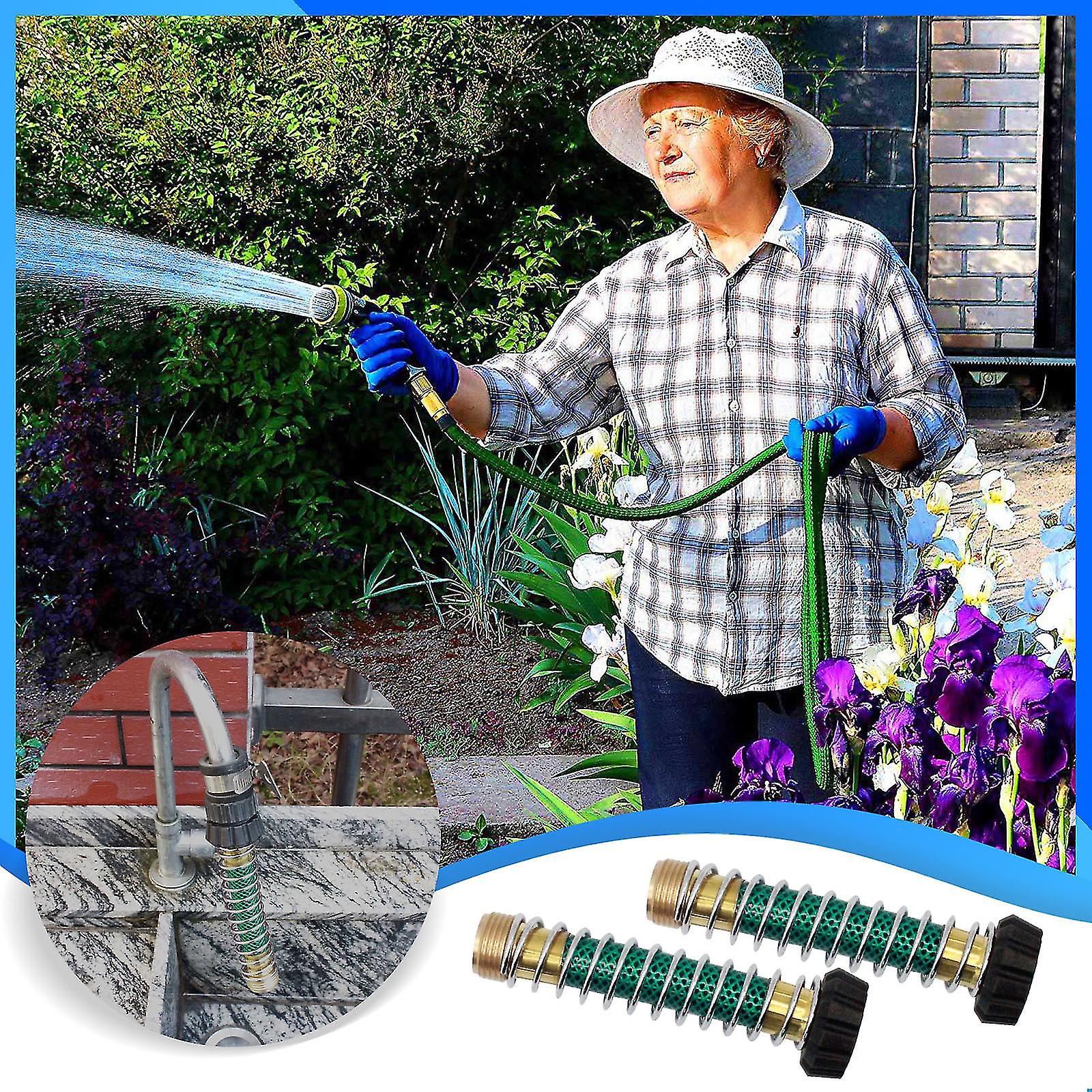 Garden Hose Coiled Spring Protector With Solid Brass Faucet Hoses 2pcs