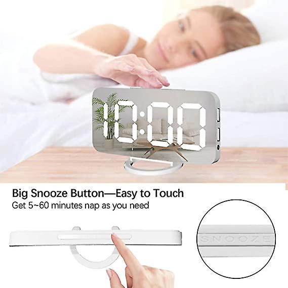 Digital Alarm Clock,large Mirrored Led Clock,snooze,dim Night Light 2
