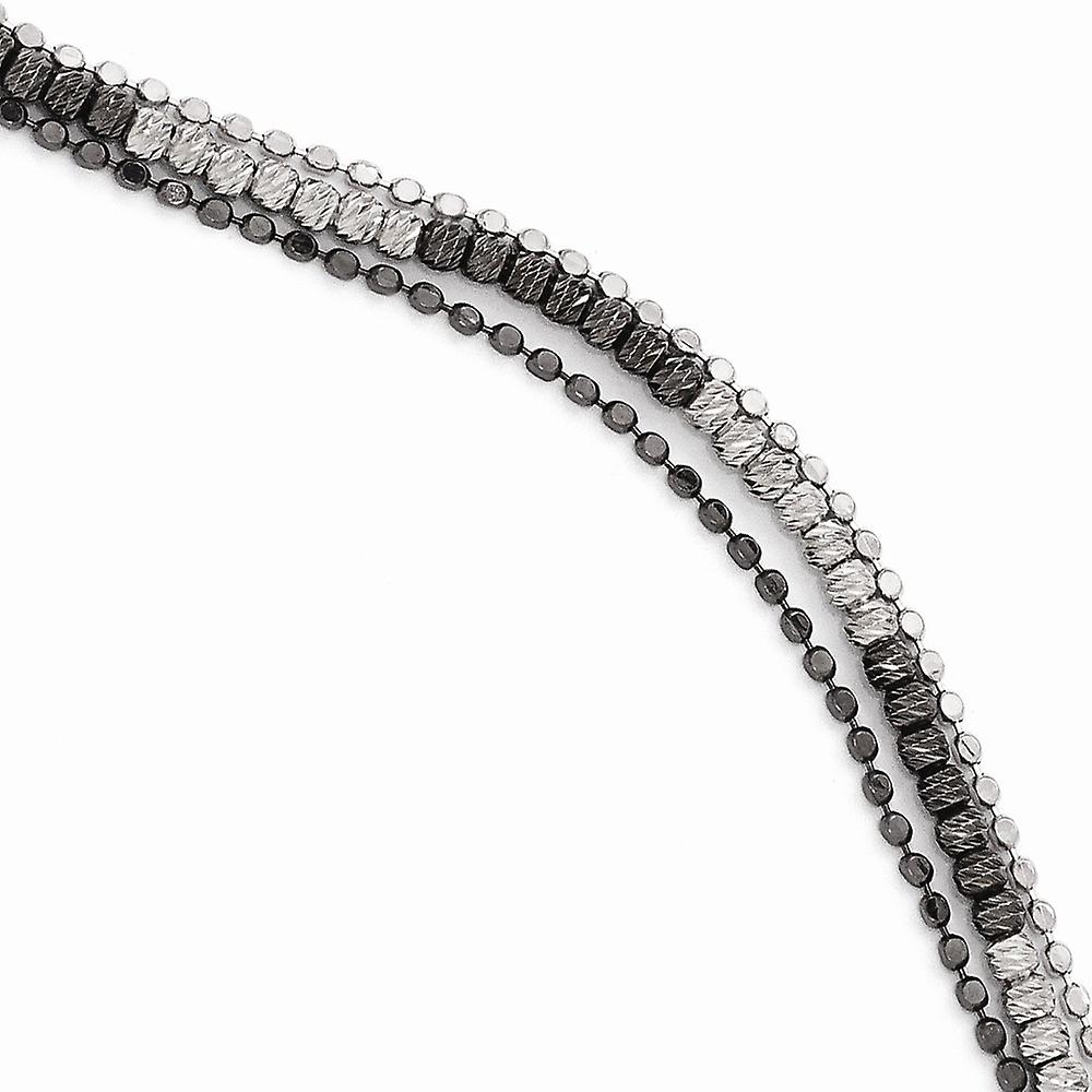 925 Sterling Silver Polished Multi strand Ruthenium plating Fancy Lobster Closure-Ruthenium Plated Sparkle Cut Bracelet