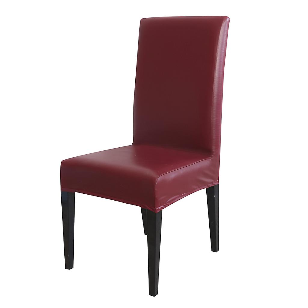 Konstläder Matstolsöverdrag Enfärgad Vattentät Oljebeständig Stretch för Säte Slipcover Skydd för fodral Hem