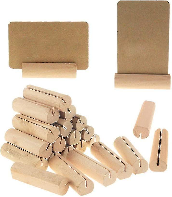 40 Pieces Wood Folder Photo Card Memo Holder Wooden Round Stake Shape Table Number Holder Clip, Wood