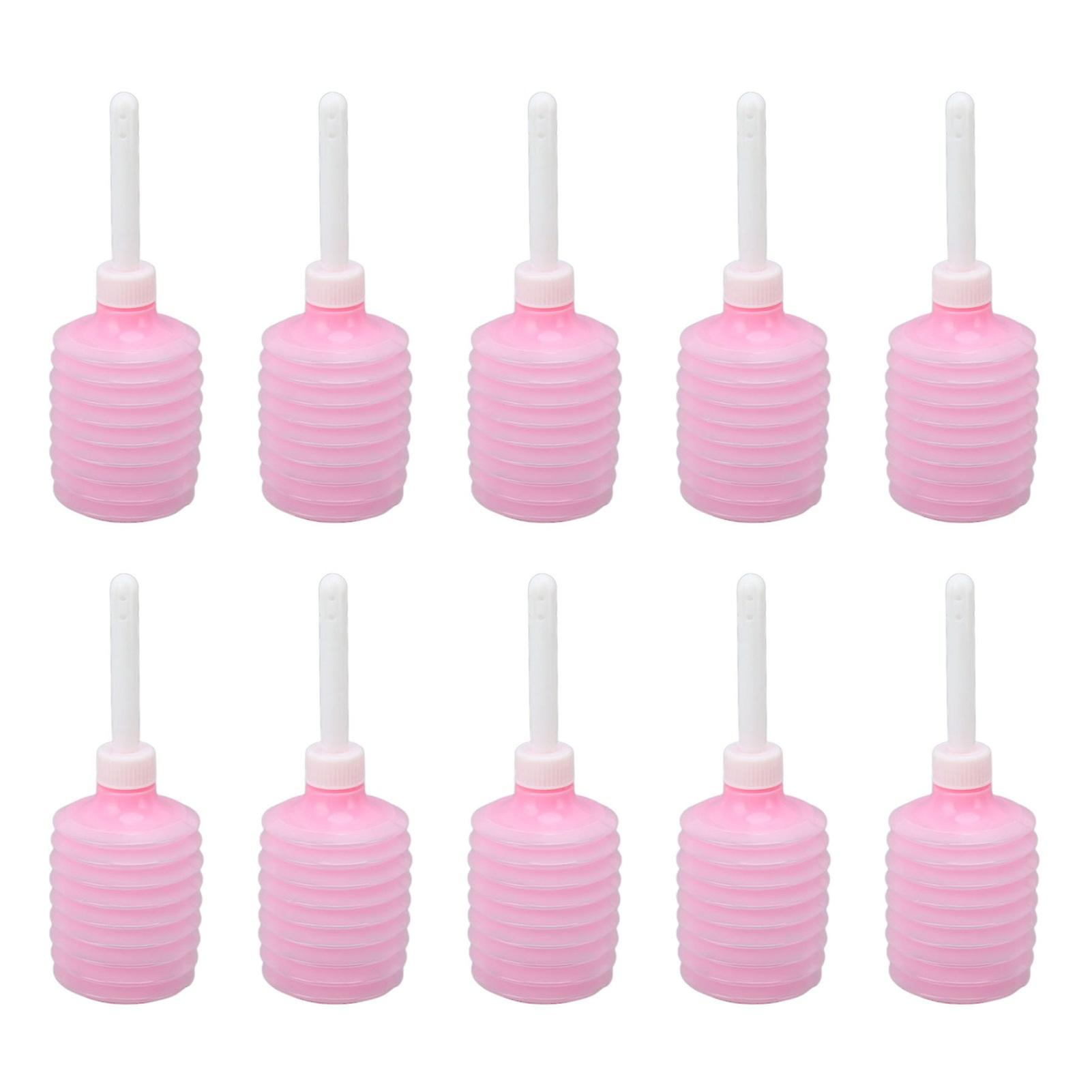Lot de 10 ampoules de lavement jetables de 200 ml, pour douche vaginale, douche anale, bouteille d'eau, applicateurs de lavement, rose