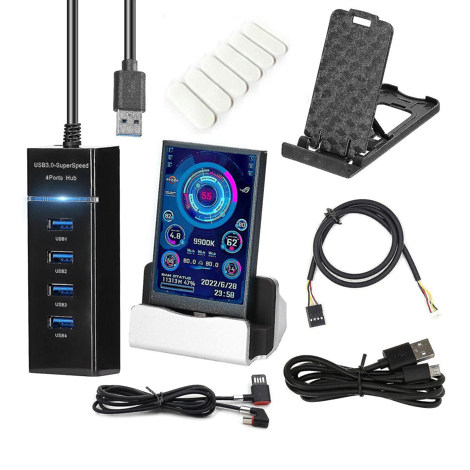 3.5 Inch Ips Type-c Secondary Screen Computer Cpu Gpu Ram Hdd Monitor Usb Display With Splitter And