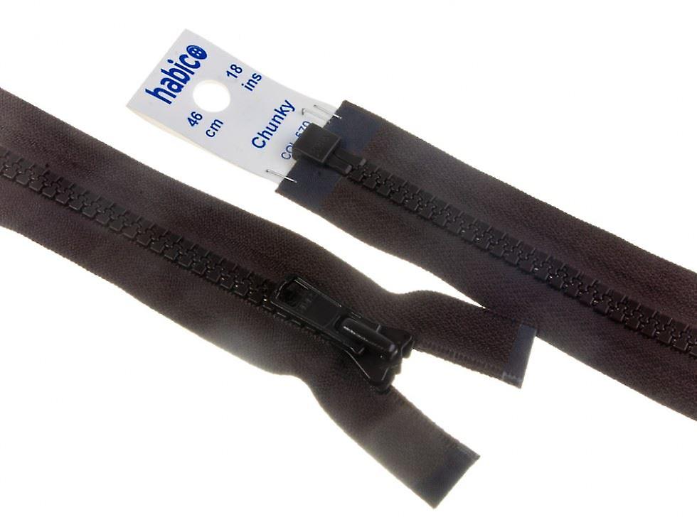YKK Vislon 厚实开口拉链 棕色 - 每个 71 厘米