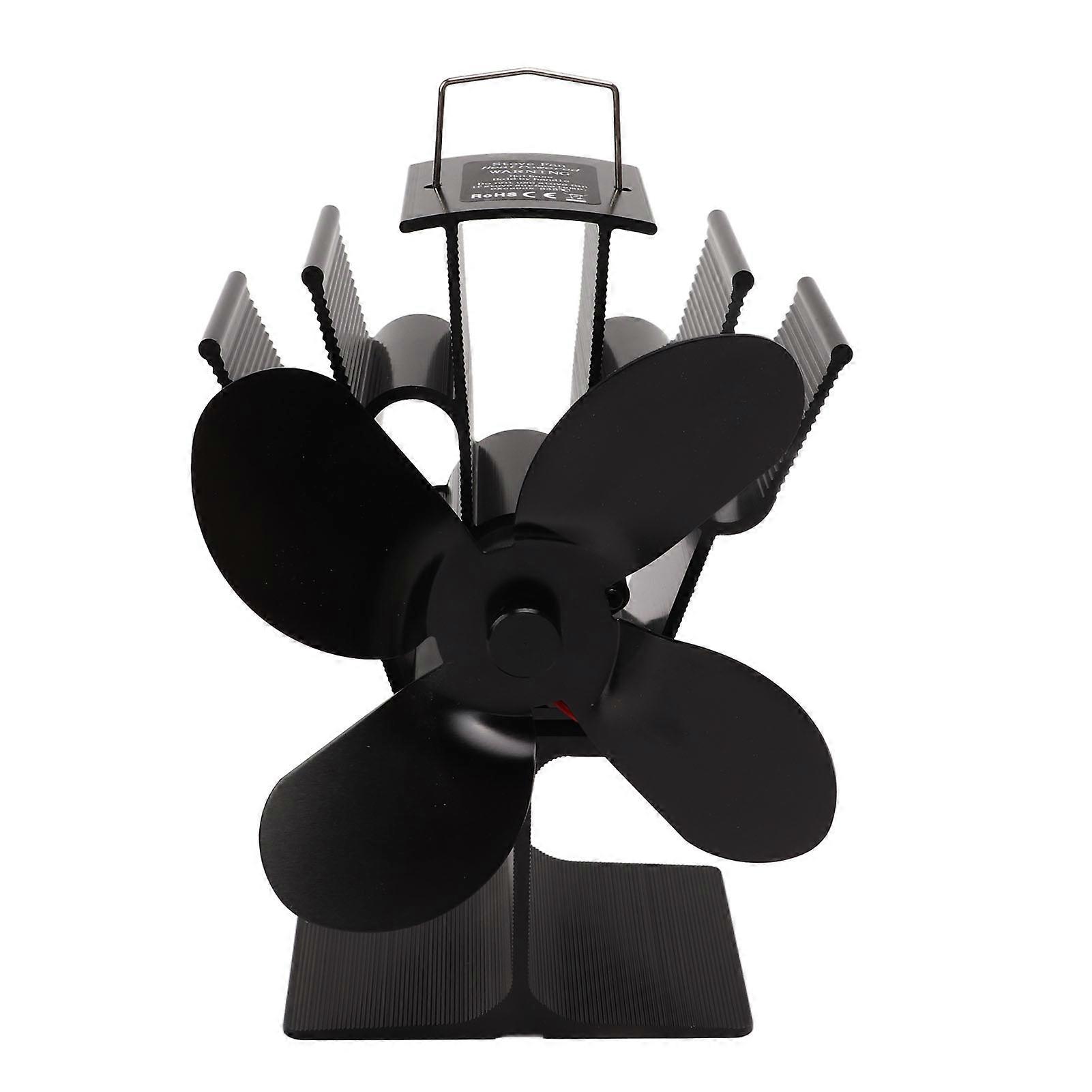 6 Blade Stove Eco Fan Black High Temperature Resistant Self Starting Energy Saving Heat Powered Fan for Home