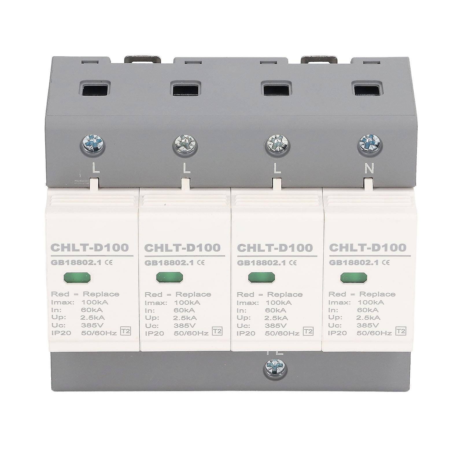 AC 385V Surge Protective Device IP20 4P Overvoltage Protection Arrester 36MM Rail Mounting