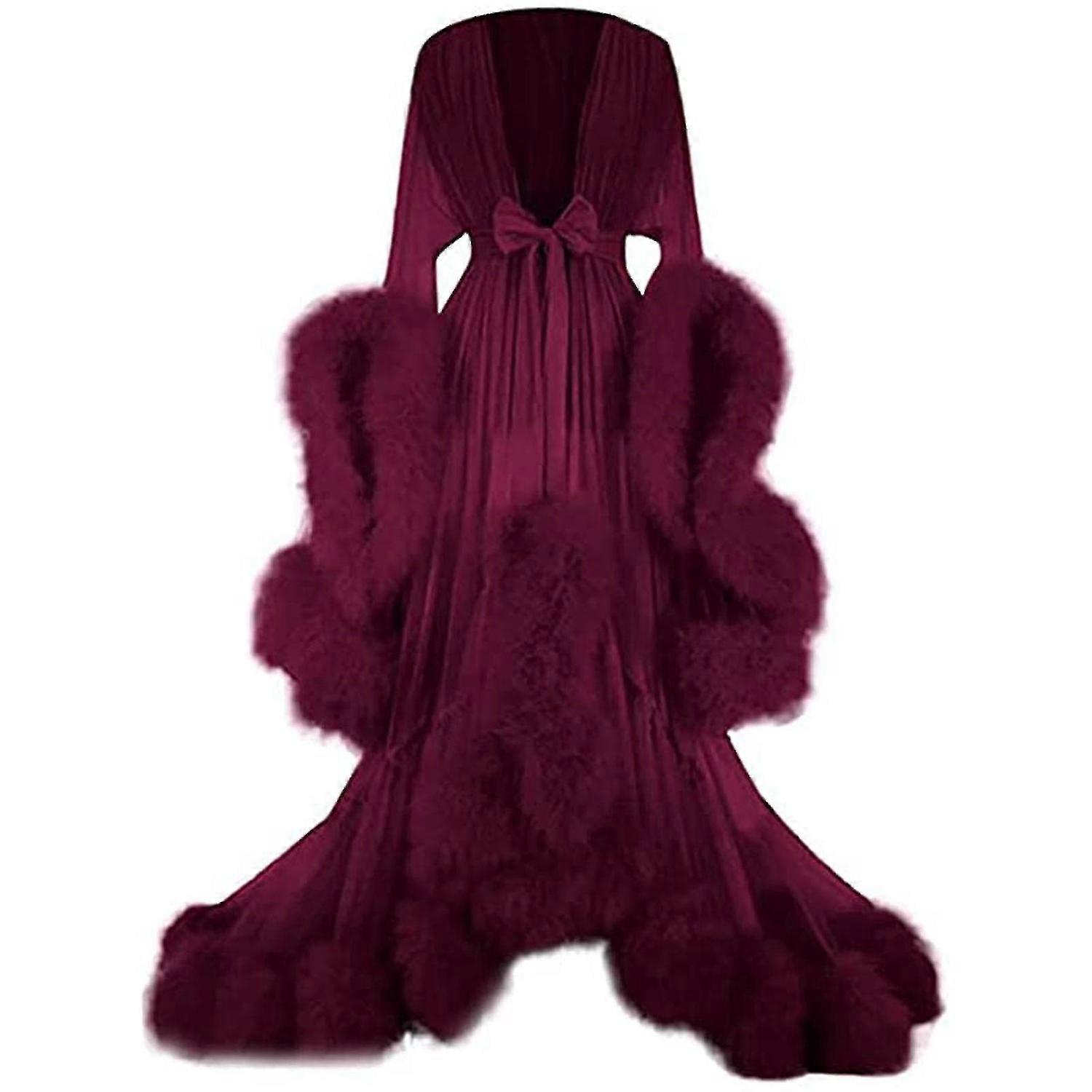 Women's Trailing Long Dress Feather Flared Sleeves Dress Perfect For Bachelorette Parties-qq