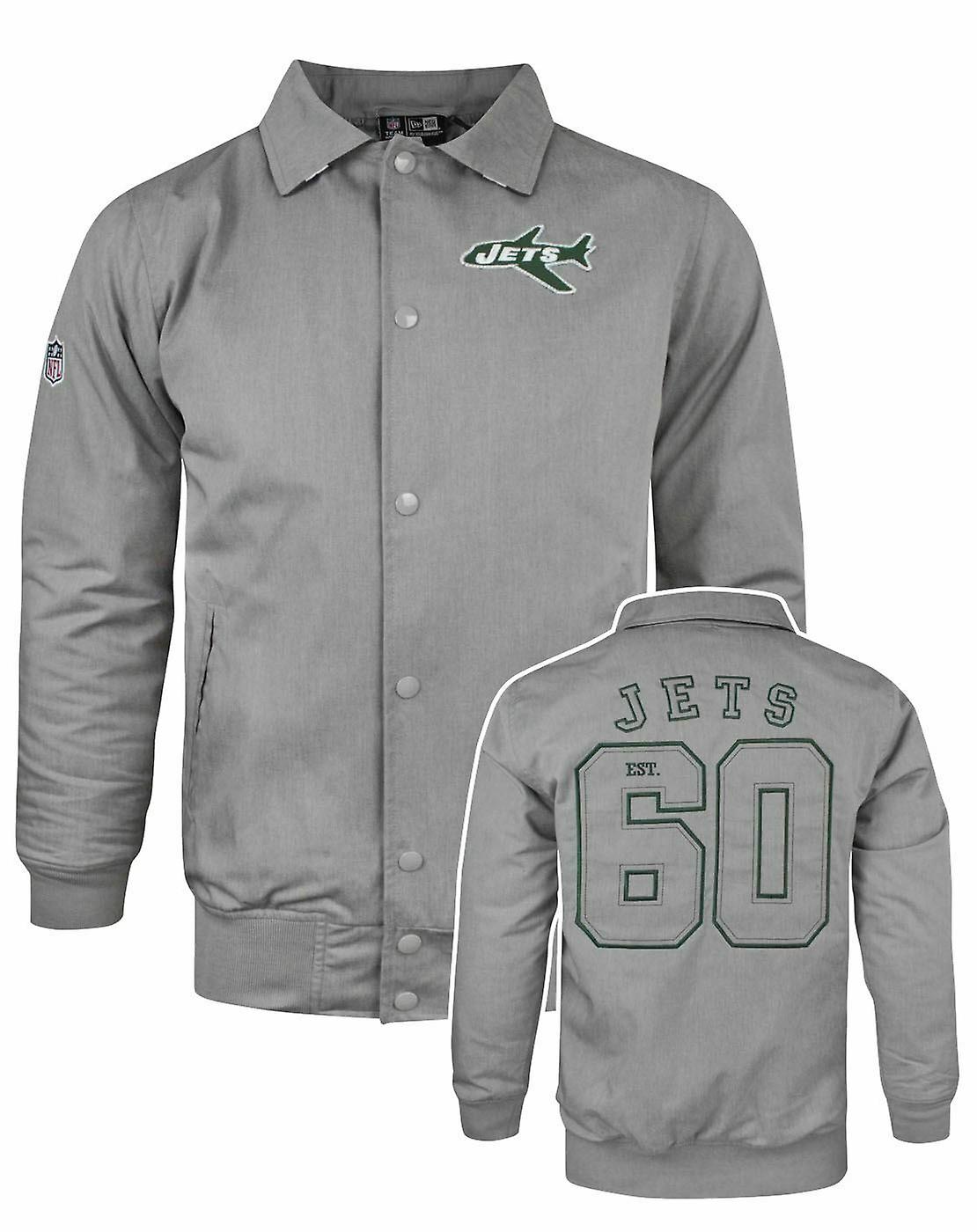 New Era Mens Long Sleeve Zip Jacket Grey New York Jets Logo