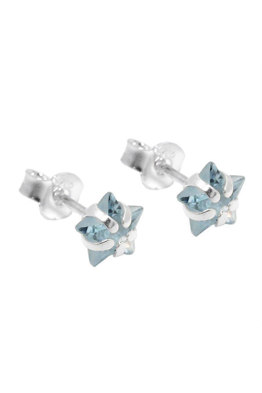 Earrings Studs Star Aqua Silver 925 - Gl93529