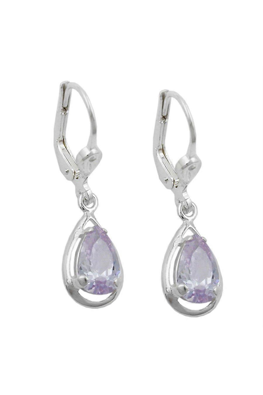 Leverback Earrings Violet Zirconia Silver 925 - Gl91477