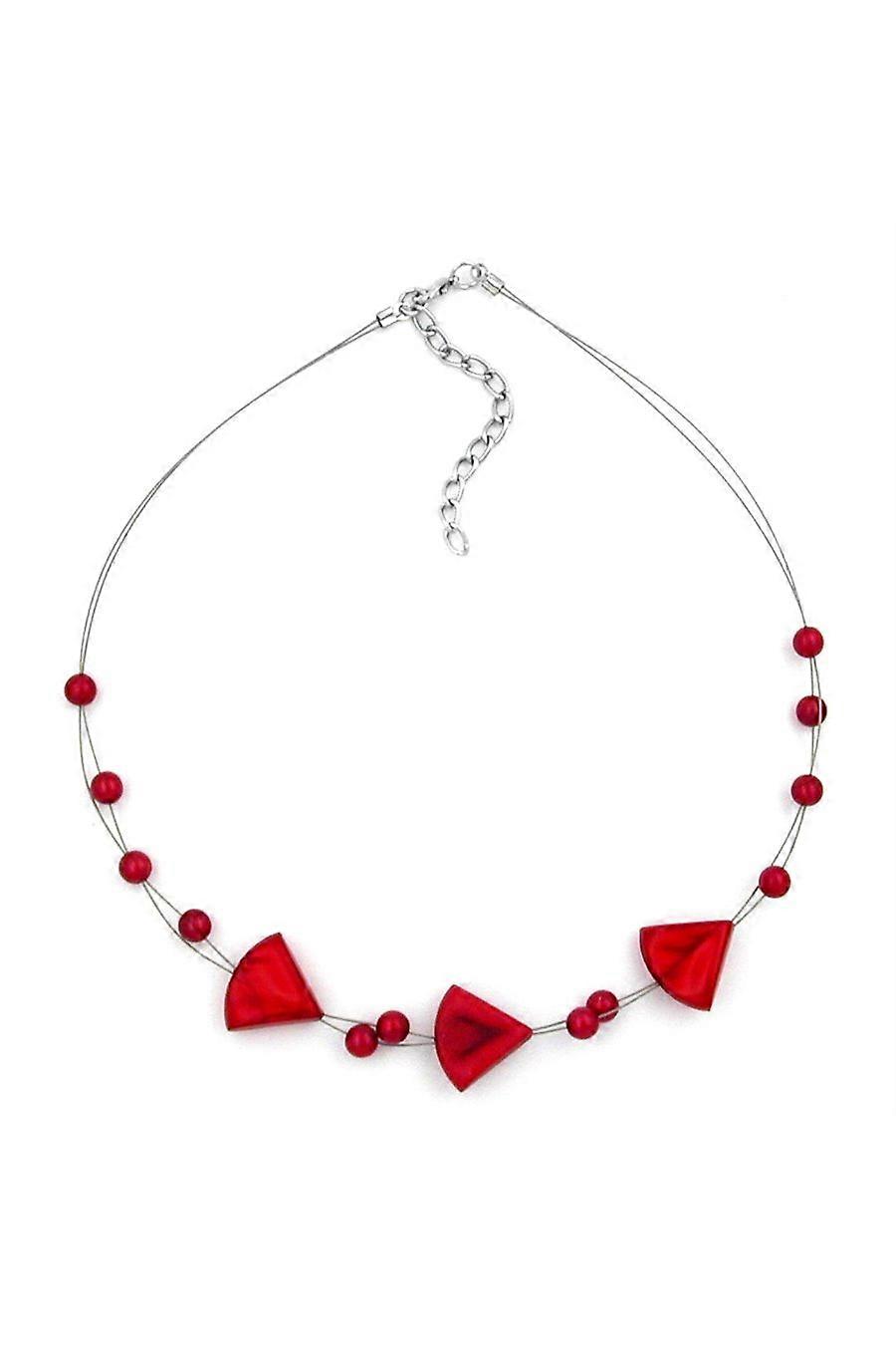 Necklace Red And Various Shaped Beads - Gl00492