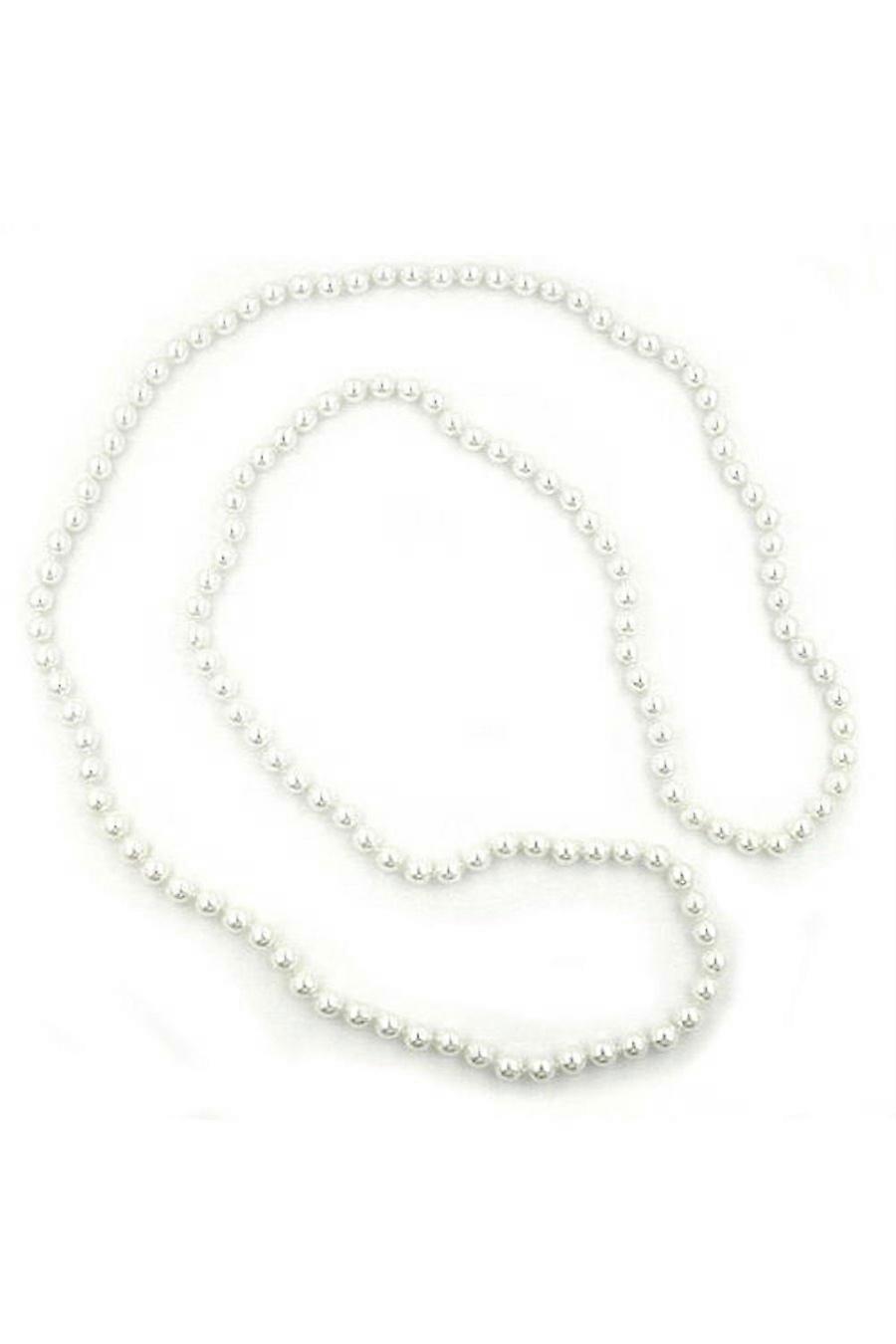 Necklace Glass Beads White 116cm - Gl01026