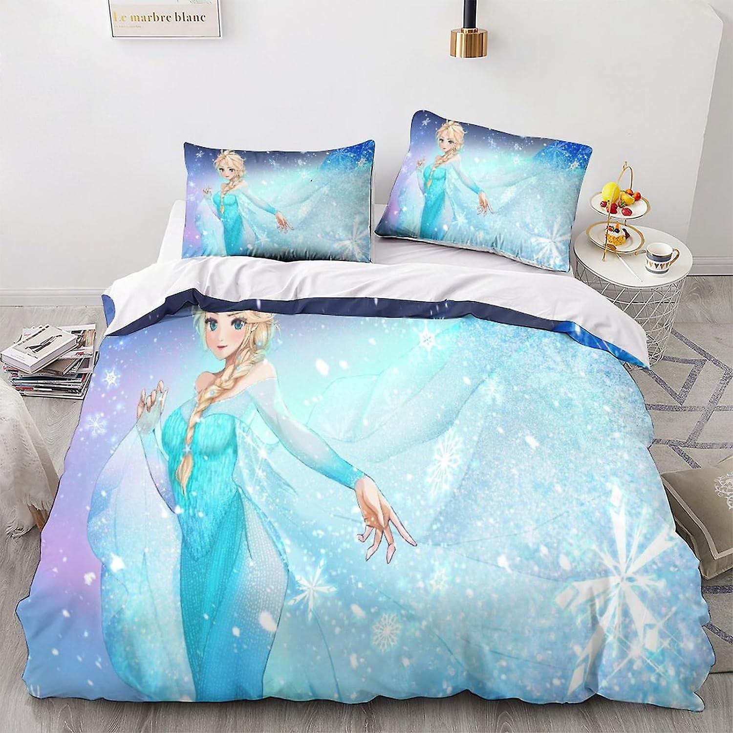 HOUKIG Frozen Duvet Cover Set Bedding Sets Soft Microfiber Single Anime Characters Quilt Cover 3D Theme Bedroom Decor for Kids Adults Pet Duvet Cover 